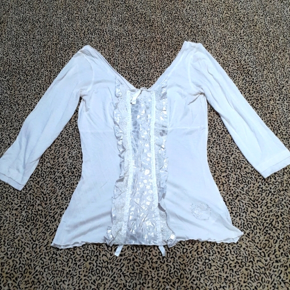 Parasuco Tops - 💋VINTAGE MODAL COTTON VNECK BLOUSE M